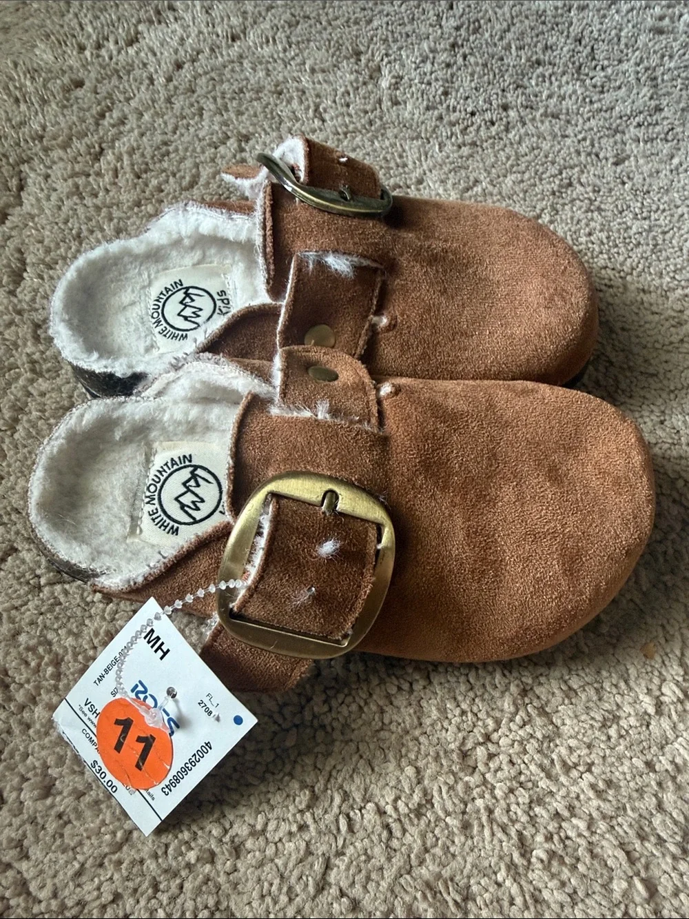 White Mountain Kids Brown Faux-Suede Buckle Slip-On Clogs